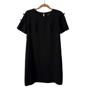 NWT ANN TAYLOR | BLACK SHIFT DRESS BOW DETAIL SHORT SLEEVE | SIZE 2